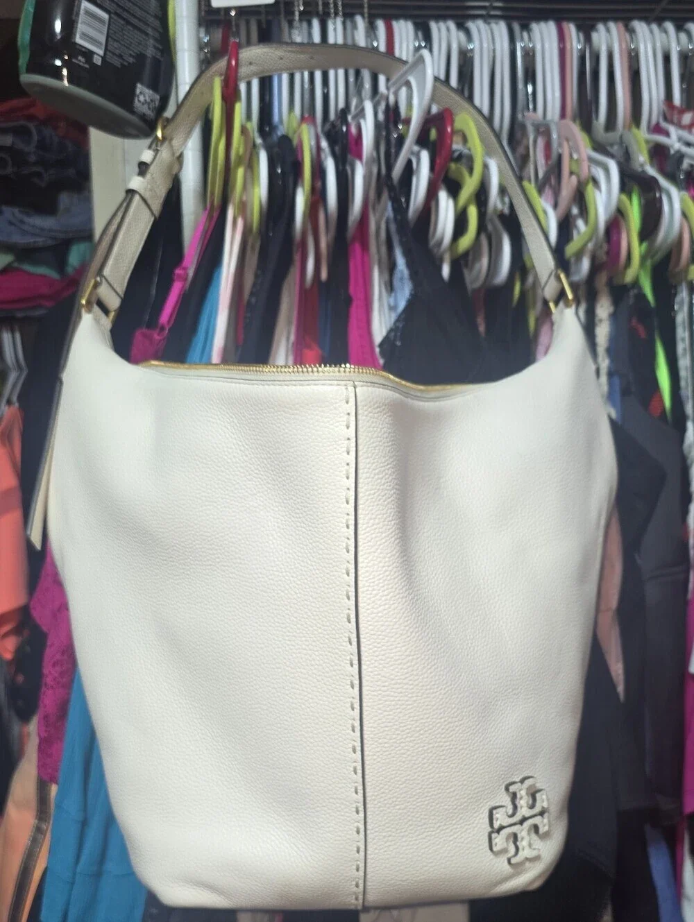TORY BURCH Mcgraw Extra Large Leather Hobo Bag In New Ivory